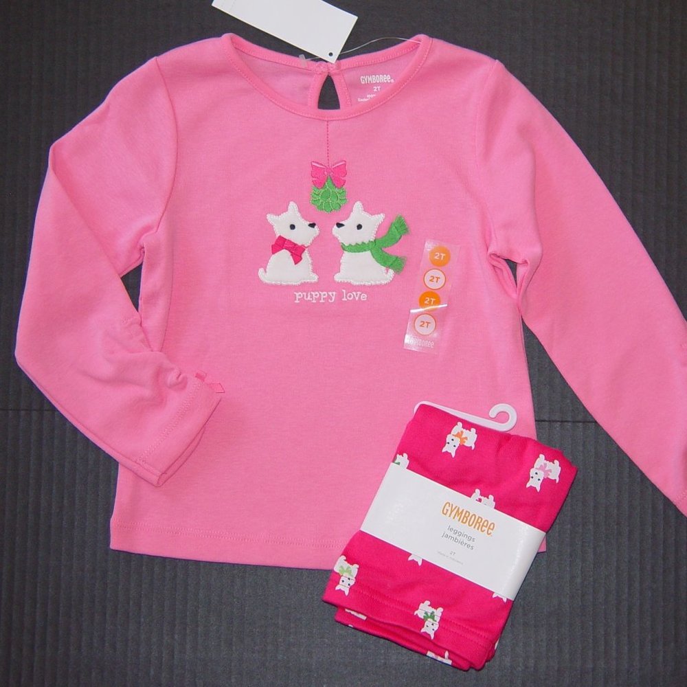 NWT Gymboree 2T 3T or 5T pink Top Leggings set puppy dogs mistletoe